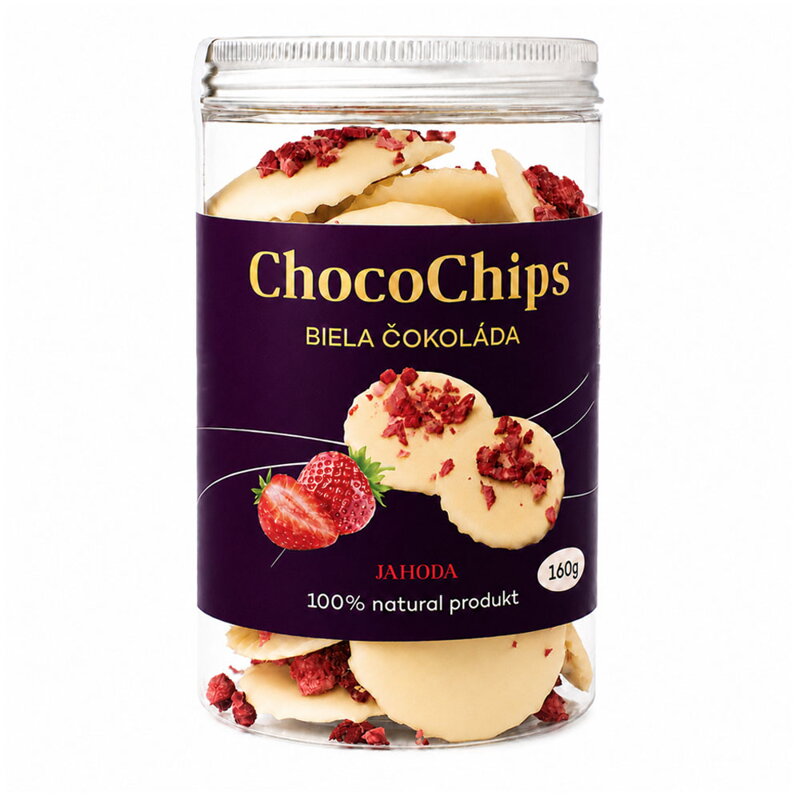ChocoChips – bílá čokoláda s jahodami (160g)