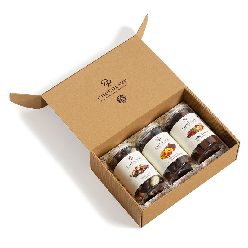 Darčekový box Dražé, Ovocie v čokoláde a Gianduja Crunch (510g)