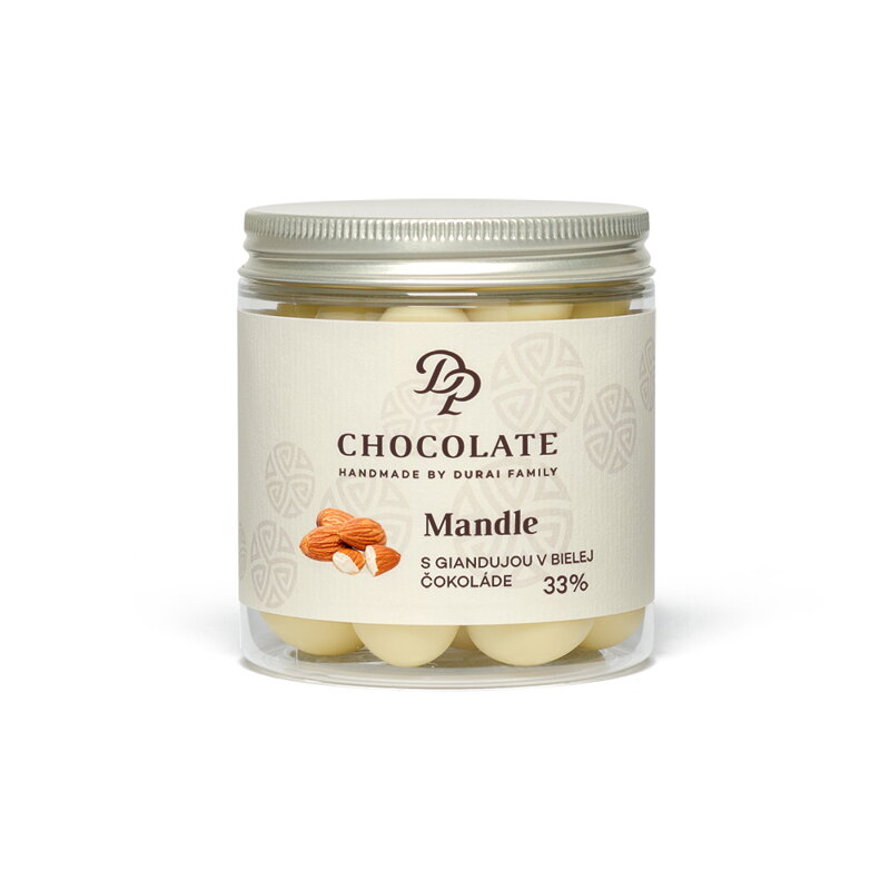 Dražé - Mandle s giandujou v bielej čokoláde s tonkou (160g)