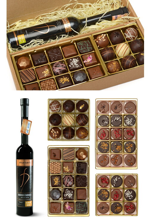 Dárkový box Pralinky 450g & Destilát Marsen 100ml Dárkový box Pralinky 450g & Destilát Marsen 100ml