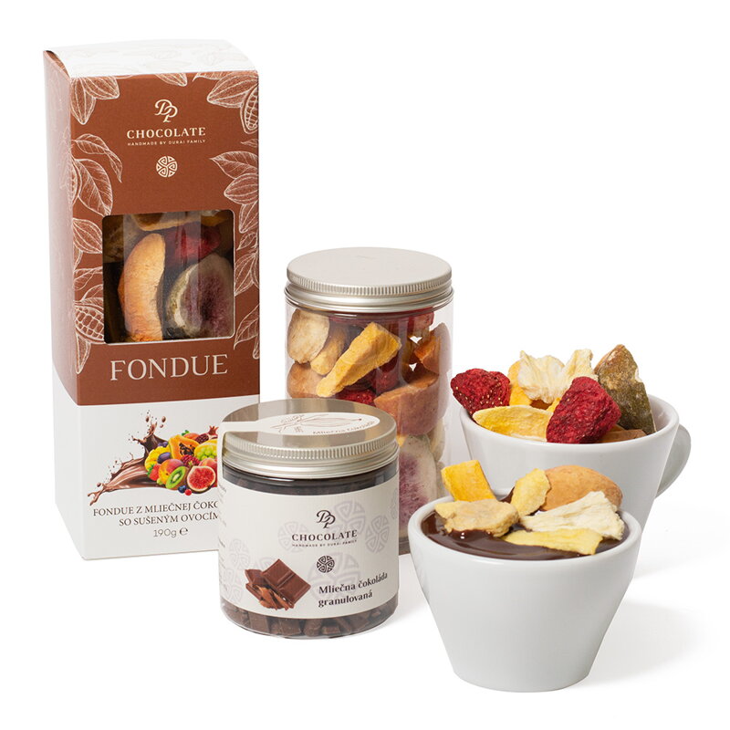 Fondue z mliečnej čokolády so sušeným ovocím (190g) Fondue z mliečnej čokolády so sušeným ovocím (190g)