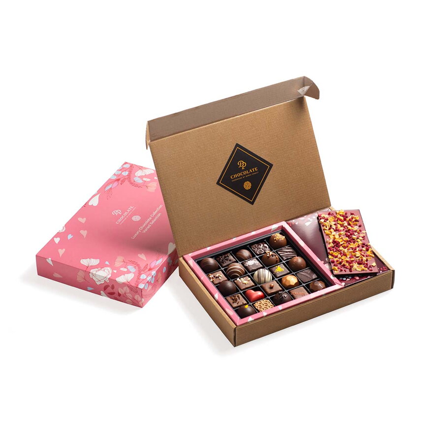 Darčekový box praliniek s tabuľkou - kvetinový vzor (305g)