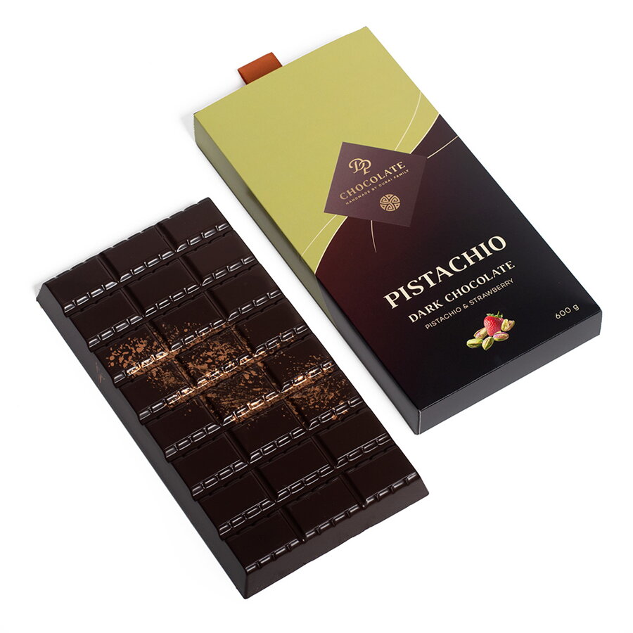 Plnená čokoláda Jahoda & Pistácia (600 g)