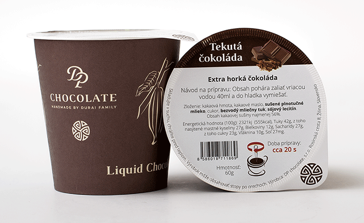 Tekutá čokoláda v tégliku extra horká (60g) (balenie 20ks)