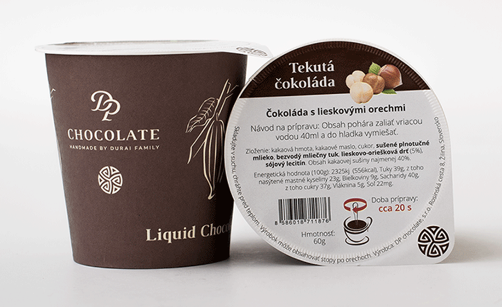 Tekutá čokoláda s lieskovcami v tégliku (60g) (balenie 20ks)